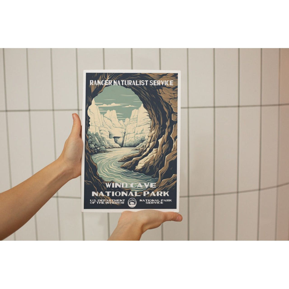 Wind Cave National Park Poster – Cave Arch & Underground Pool – Ranger Header