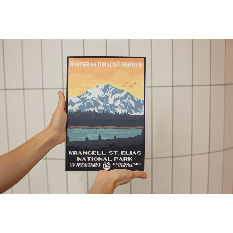 Wrangell-St. Elias National Park Poster – Snowy Range & Blue Lake – Ranger Header
