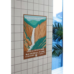 Yellowstone National Park Poster – Waterfall & Golden Canyon Walls – Ranger Header