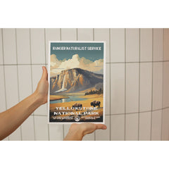 Yellowstone National Park Poster – Bear & Golden Plateau – Ranger Header