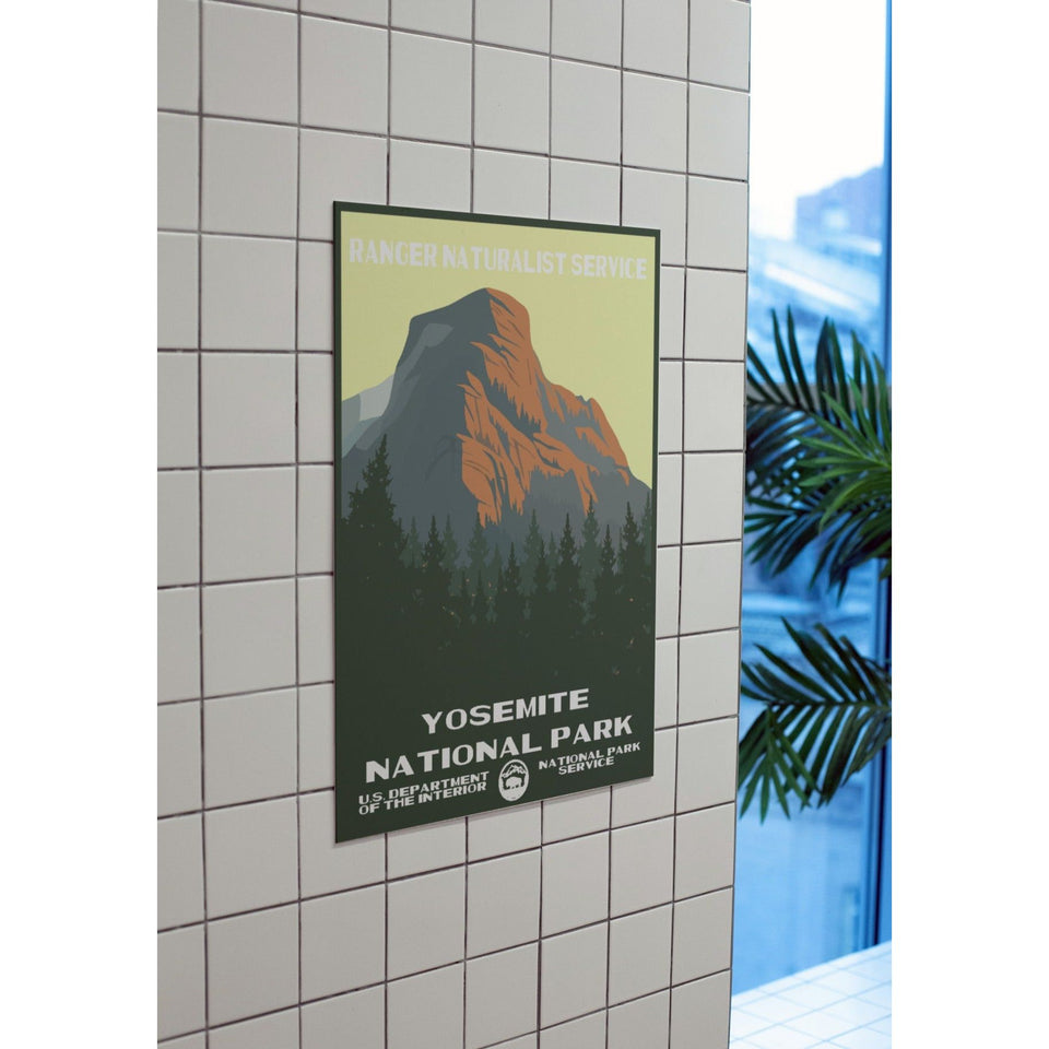 Yosemite National Park Poster – Granite Dome & Pine Silhouettes – Ranger Header