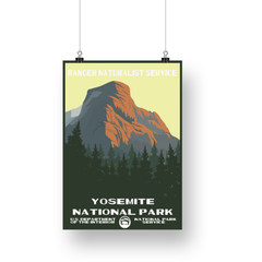 Yosemite National Park Poster – Granite Dome & Pine Silhouettes – Ranger Header