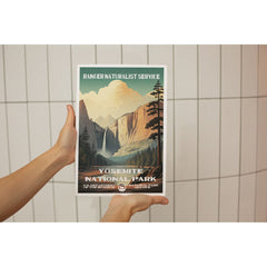 Yosemite National Park Poster – Waterfall & Granite Valley – Ranger Header