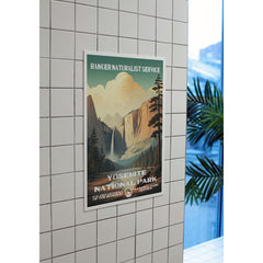 Yosemite National Park Poster – Waterfall & Granite Valley – Ranger Header
