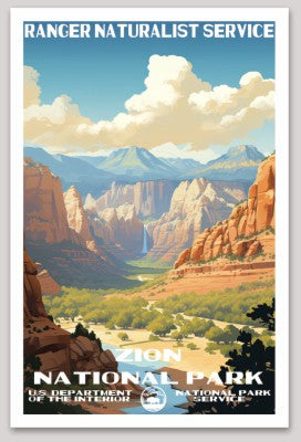 Zion National Park WPA Sticker Large