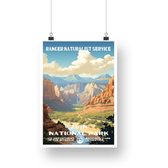 Zion National Park Poster – Cloudy Canyon & River Valley – Ranger Header