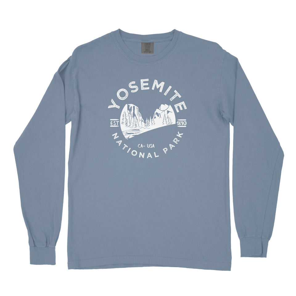 Yosemite Valley National Park Garment-Dyed Long Sleeve T Shirt