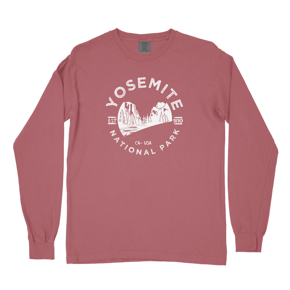 Yosemite Valley National Park Garment-Dyed Long Sleeve T Shirt