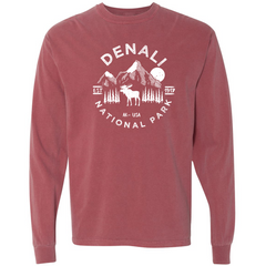 Denali National Park Comfort Colors Long Sleeve T-Shirt – Caribou Mountain Emblem