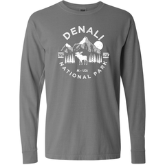 Denali National Park Comfort Colors Long Sleeve T-Shirt – Caribou Mountain Emblem