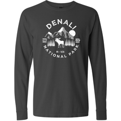 Denali National Park Comfort Colors Long Sleeve T-Shirt – Caribou Mountain Emblem