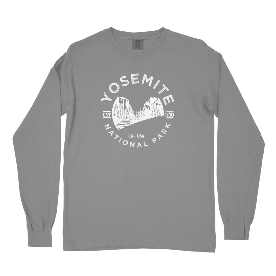 Yosemite Valley National Park Garment-Dyed Long Sleeve T Shirt