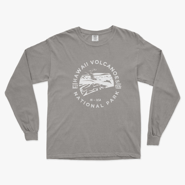 Hawaii Volcanoes National Park Comfort Colors Long Sleeve T Shirt XL / Grey