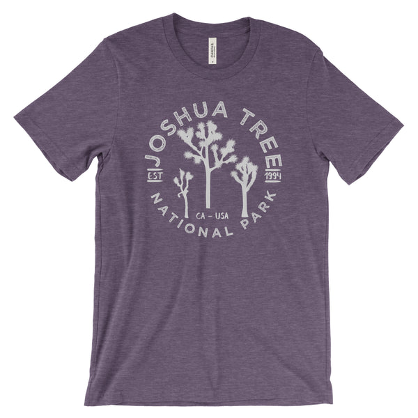 Cotton Soul National Parks T-Shirt Unisex - Joshua Tree, Colore Naturale/Viola, Taglia M, Cotone Ringspun, Licenza Ufficiale, Stile Vintage