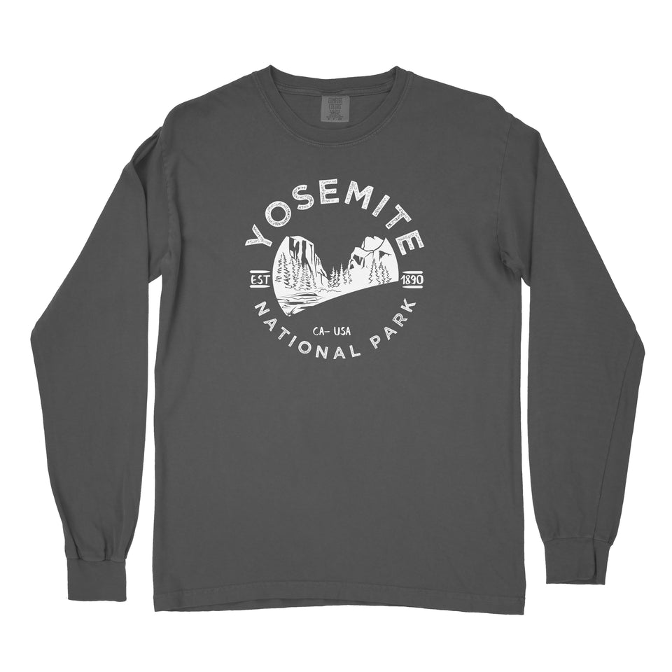 Yosemite Valley National Park Garment-Dyed Long Sleeve T Shirt