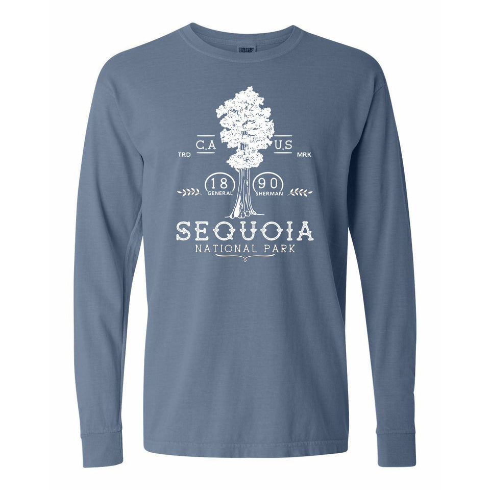 Sequoia National Park Comfort Colors Long Sleeve T-Shirt – Tree and 1890 Emblem