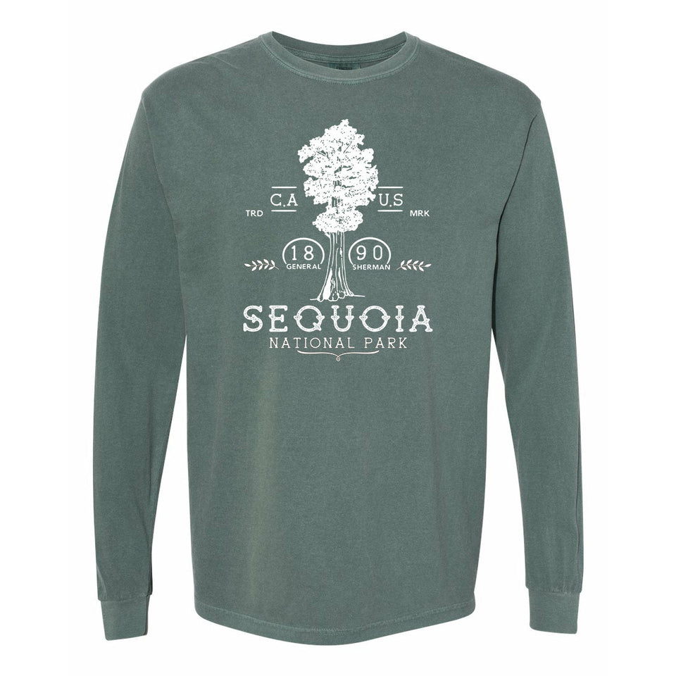 Sequoia National Park Comfort Colors Long Sleeve T-Shirt – Tree and 1890 Emblem