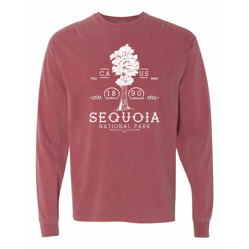 Sequoia National Park Comfort Colors Long Sleeve T-Shirt – Tree and 1890 Emblem