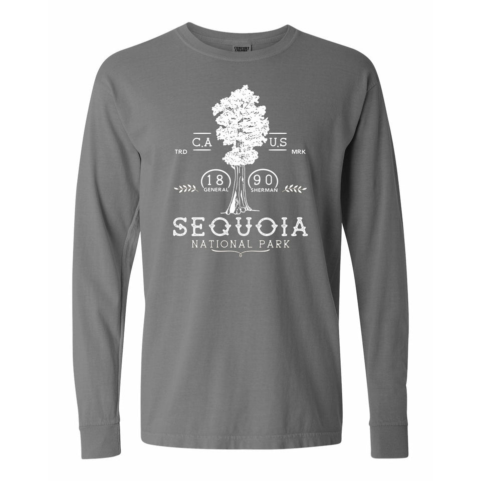 Sequoia National Park Comfort Colors Long Sleeve T-Shirt – Tree and 1890 Emblem