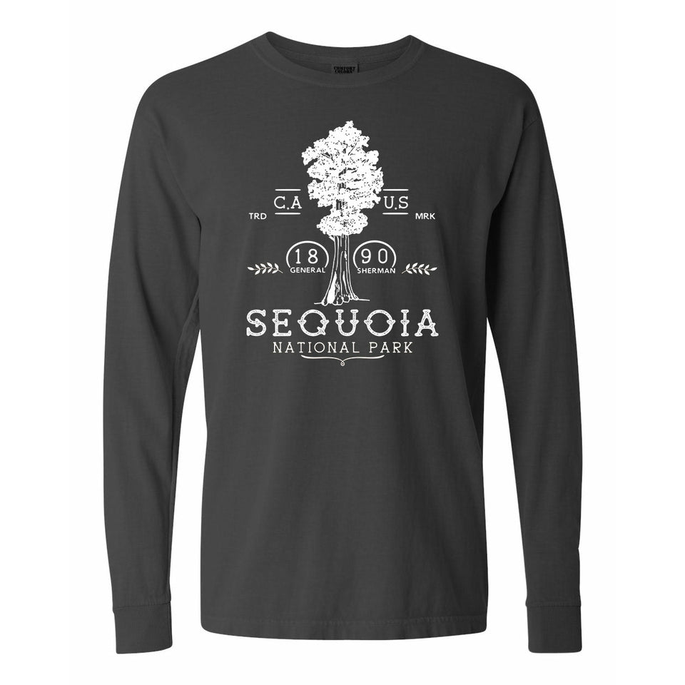 Sequoia National Park Comfort Colors Long Sleeve T-Shirt – Tree and 1890 Emblem