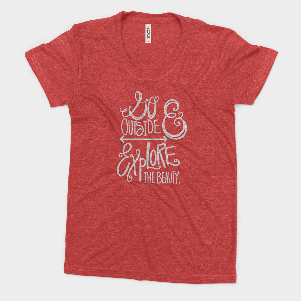 Go Outside Explore The Beauty National Park Adventure Bella Canvas Women's Triblend Tshirt - The National Park Store