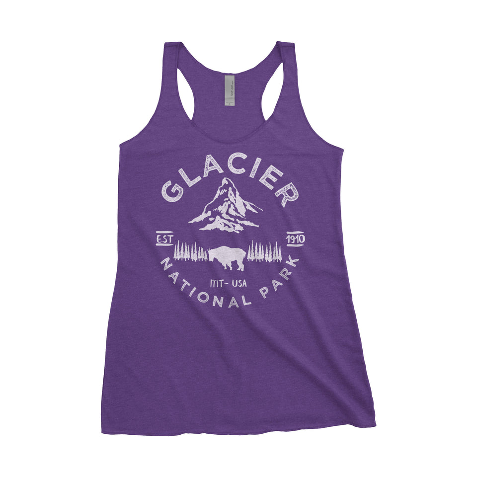 Glacier National Park Adventure Next Level Ladies Tri-Blend Tank - The National Park Store