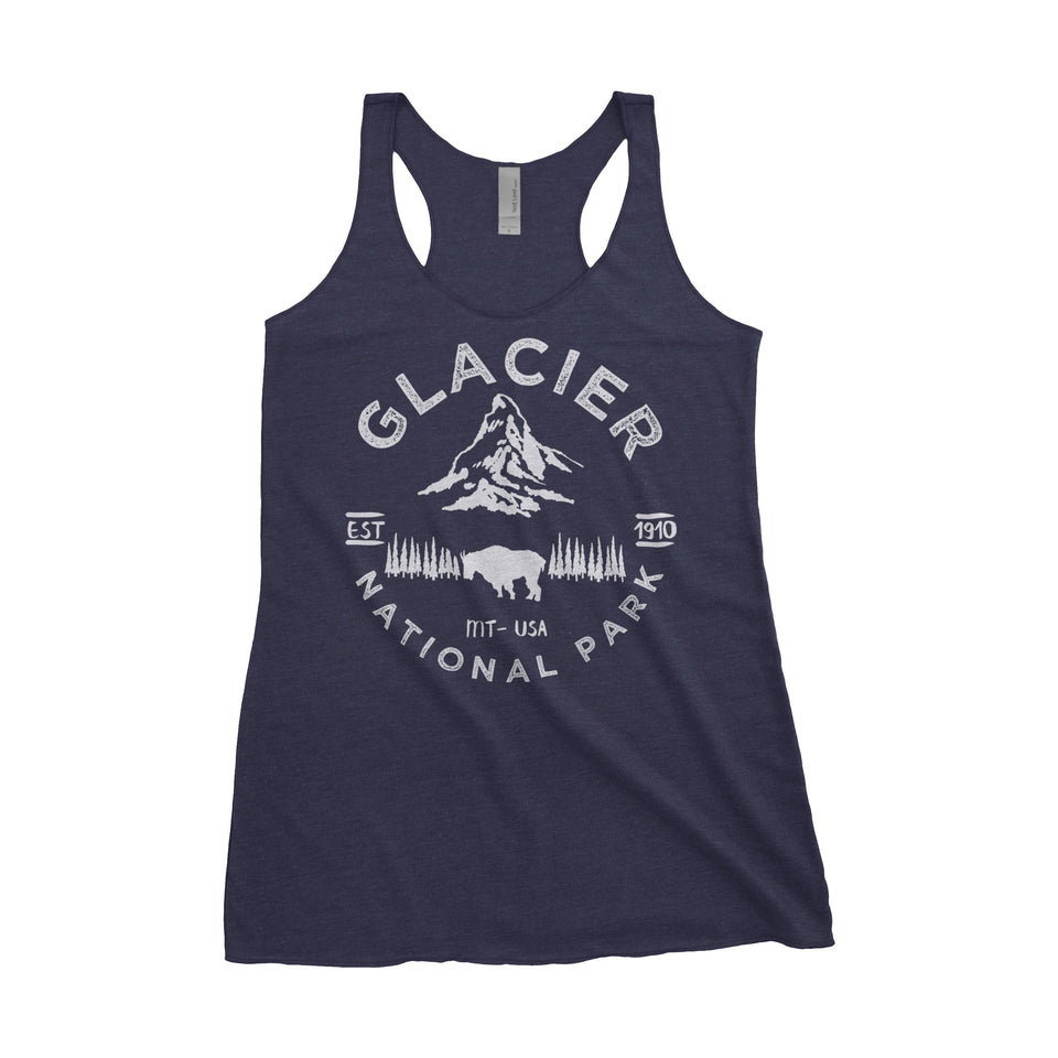 Glacier National Park Adventure Next Level Ladies Tri-Blend Tank - The National Park Store