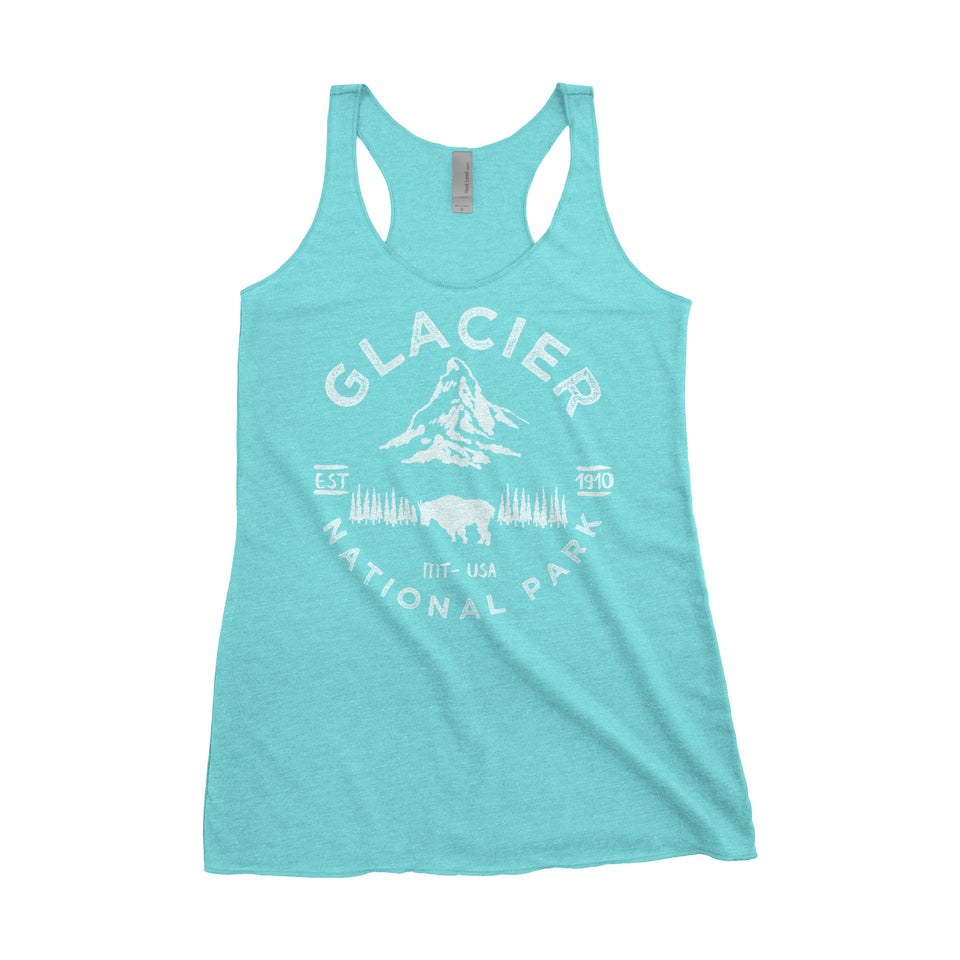Glacier National Park Adventure Next Level Ladies Tri-Blend Tank - The National Park Store