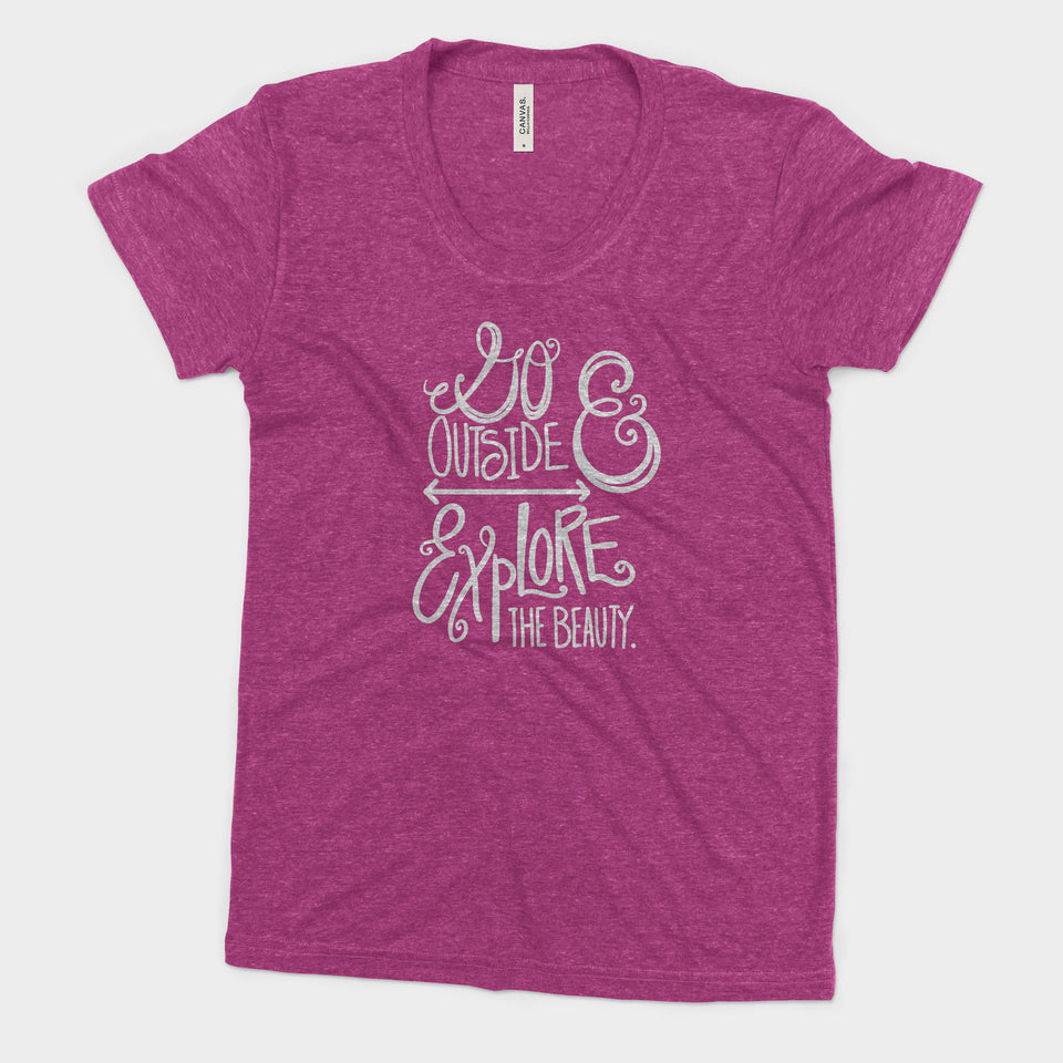 Go Outside Explore The Beauty National Park Adventure Bella Canvas Women's Triblend Tshirt - The National Park Store