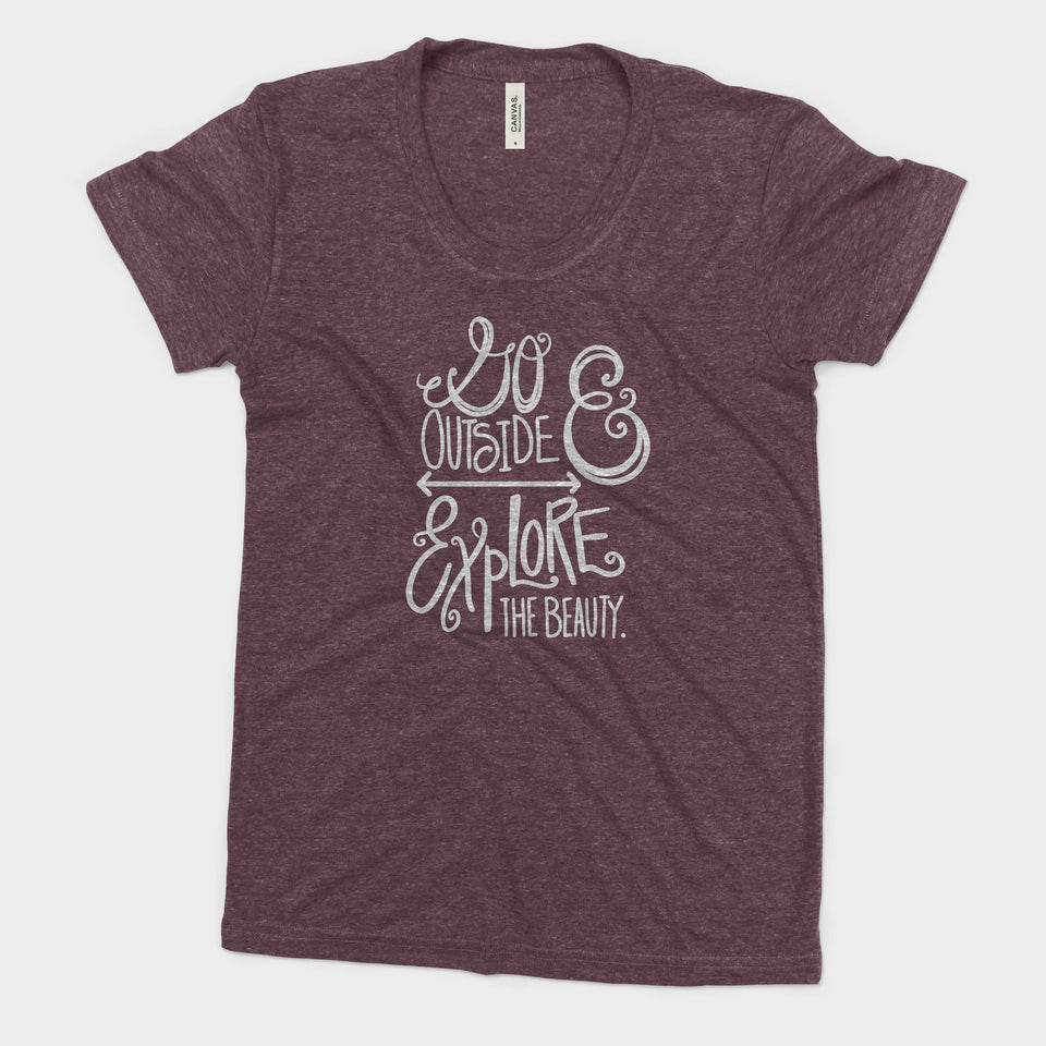 Go Outside Explore The Beauty National Park Adventure Bella Canvas Women's Triblend Tshirt - The National Park Store