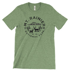 Mount Rainier National Park T-Shirt – Mountain and Wildlife Emblem in Black