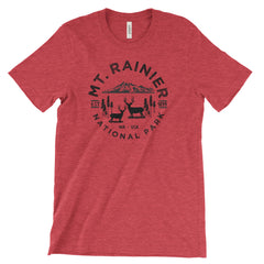 Mount Rainier National Park T-Shirt – Mountain and Wildlife Emblem in Black