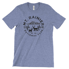 Mount Rainier National Park T-Shirt – Mountain and Wildlife Emblem in Black