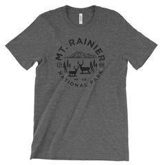 Mount Rainier National Park T-Shirt – Mountain and Wildlife Emblem in Black