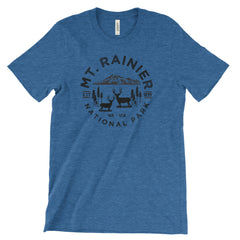Mount Rainier National Park T-Shirt – Mountain and Wildlife Emblem in Black